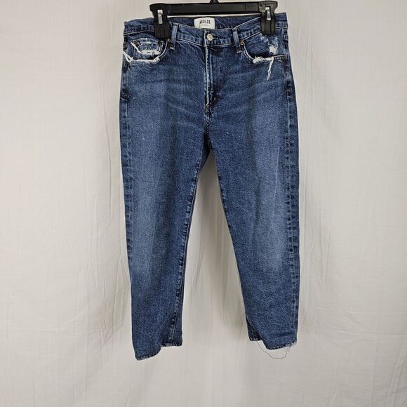 AGOLDE Toni Straight Ankle Jean Medium Wash Denim Distressed Mid Rise 30 - Picture 3 of 9
